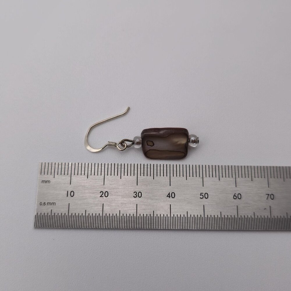 Sterling Silver Unique Shell Dangle Earrings A1949 - image 4